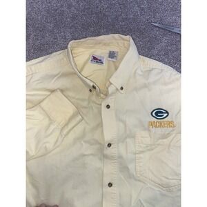 Vintage Green Bay Packers Yellow Long Sleeve Button Down Mens 3XL NFL Sport Read